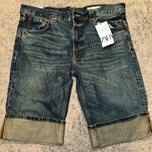 Zara Men's Black Denim Shorts